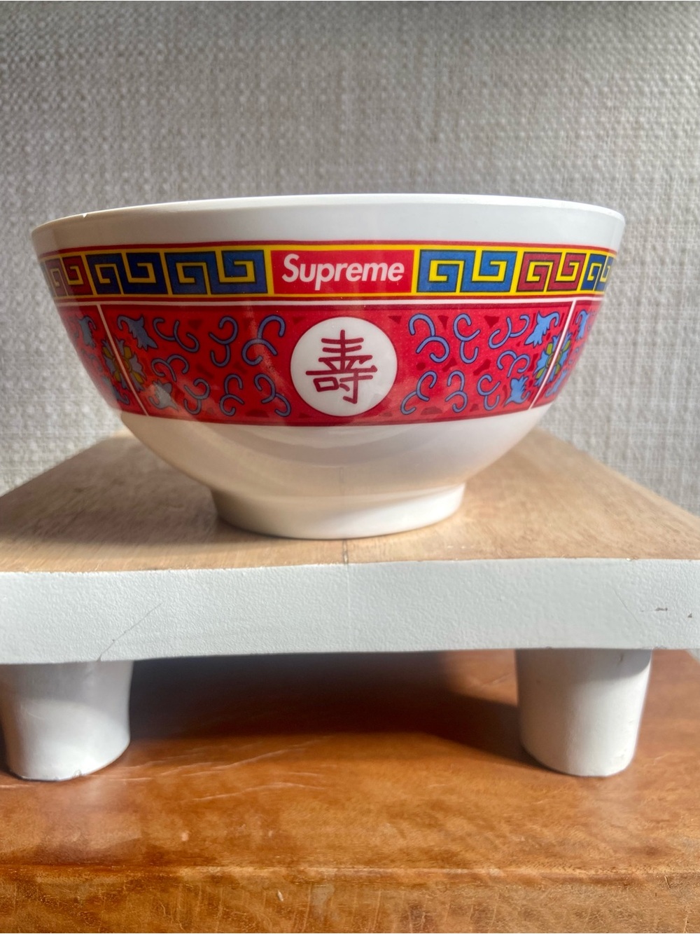 Supreme 2022 Longevity Soup Bowl: Red and Gold Bowl with Traditional Motif